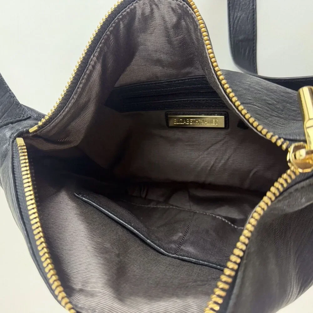 Elizabeth and James Black Pebbled Leather Hobo Bag Shoulder Strap Purse Womens